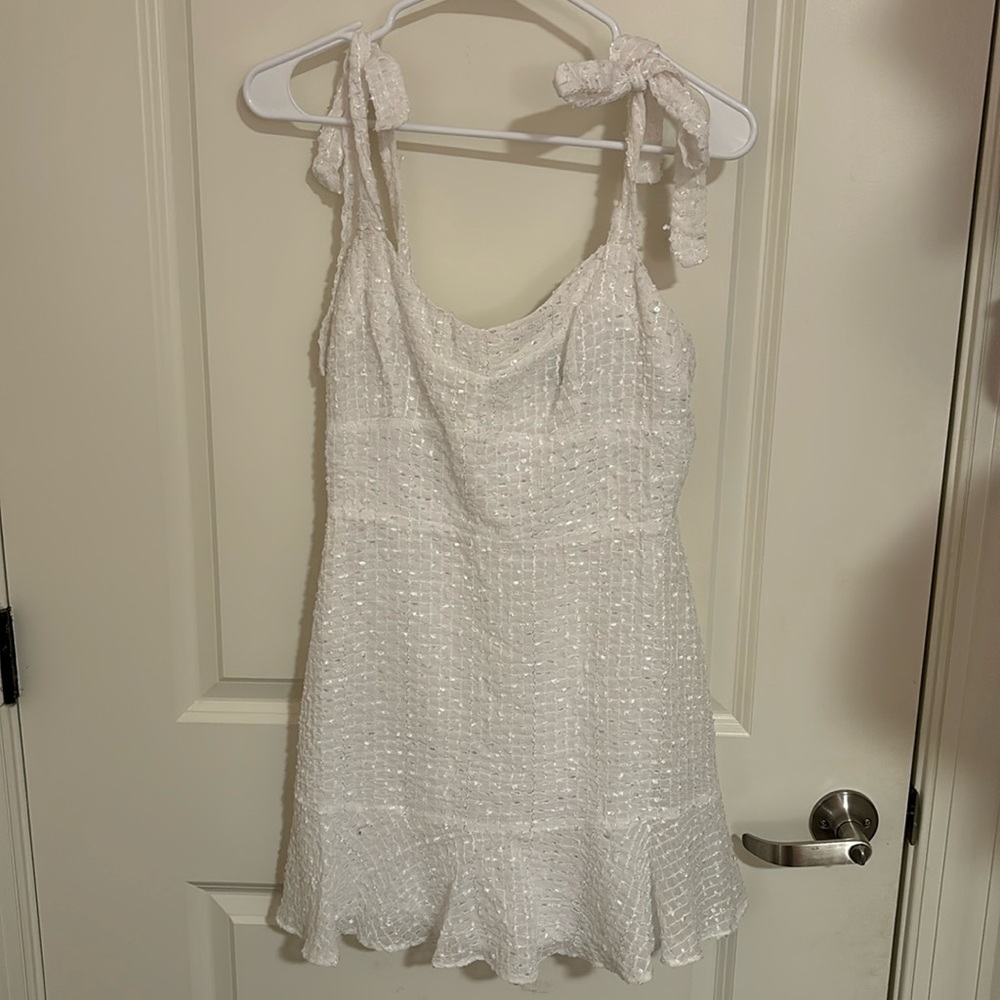 Cottoncandy LA White Tweed Tie Sleeve Dress